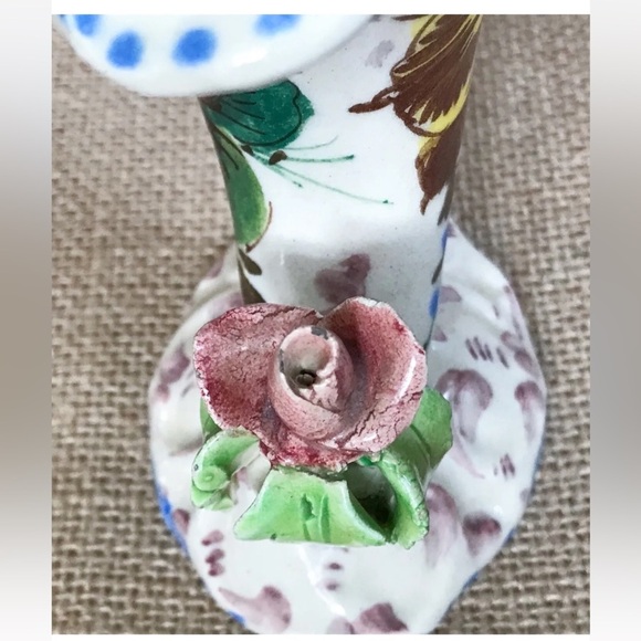 Floral Rose Cornucopia Vase 3 3/4 Inch Italian Pottery Cottage Fairy Core - Picture 5 of 7